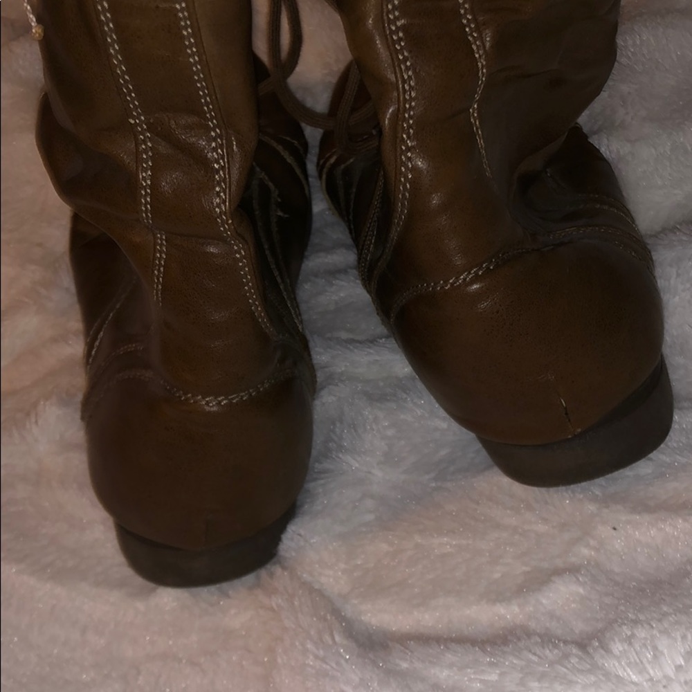 Foldable Leather Combat Boots - Picture 4 of 7